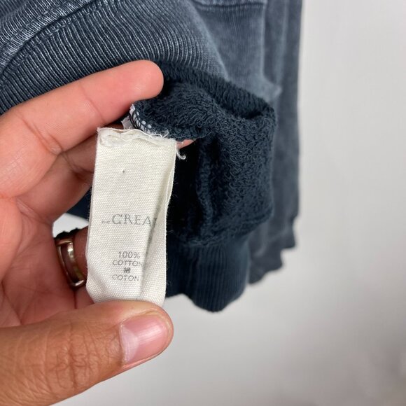 THE GREAT. The Teammate Hoodie Cougar Print Oversized Blue Women's Size 2 Medium - Picture 10 of 10